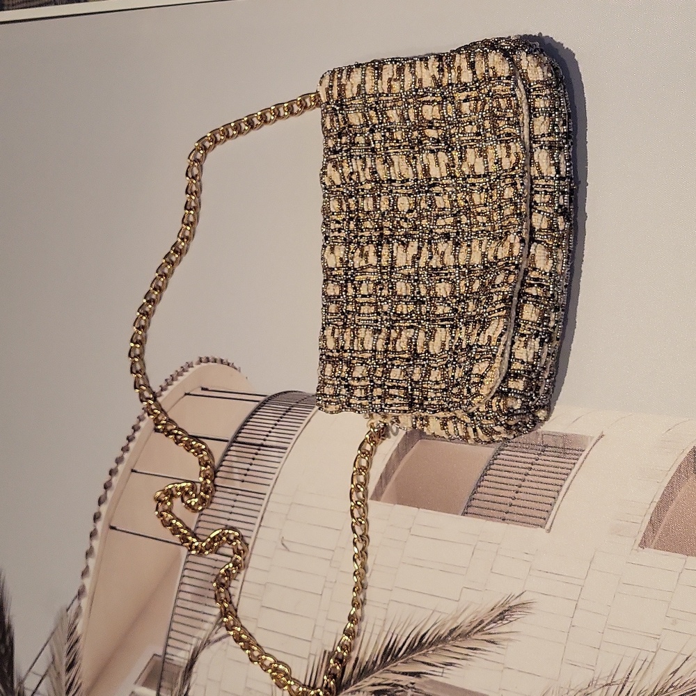 ZARA Beaded Purse Chainlink Shoulder Strap